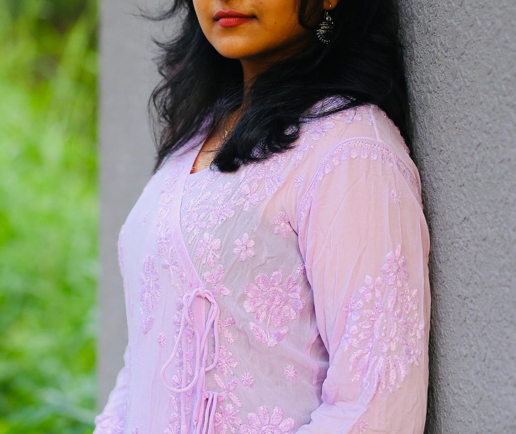 VISCOSE CHIKANKARI ANGRAGHA KURTA