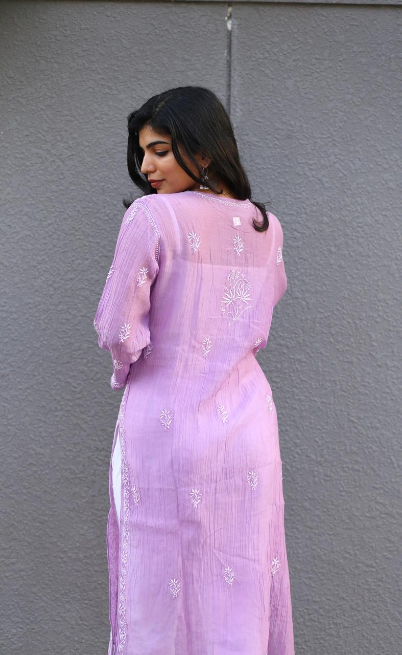 MUL CHANDERI CHIKANKARI KURTA