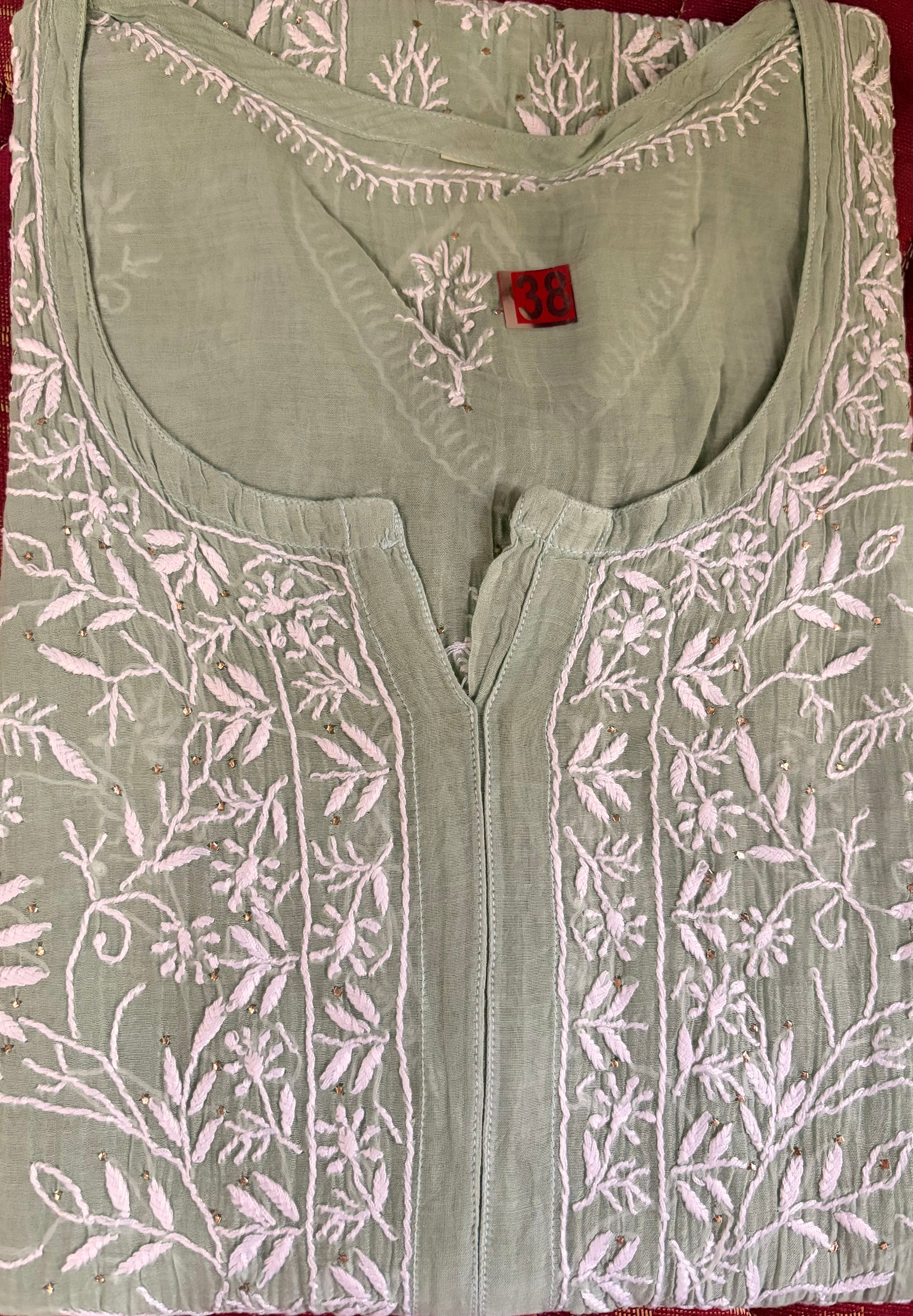 MUL CHANDERI CHIKANKARI KURTA