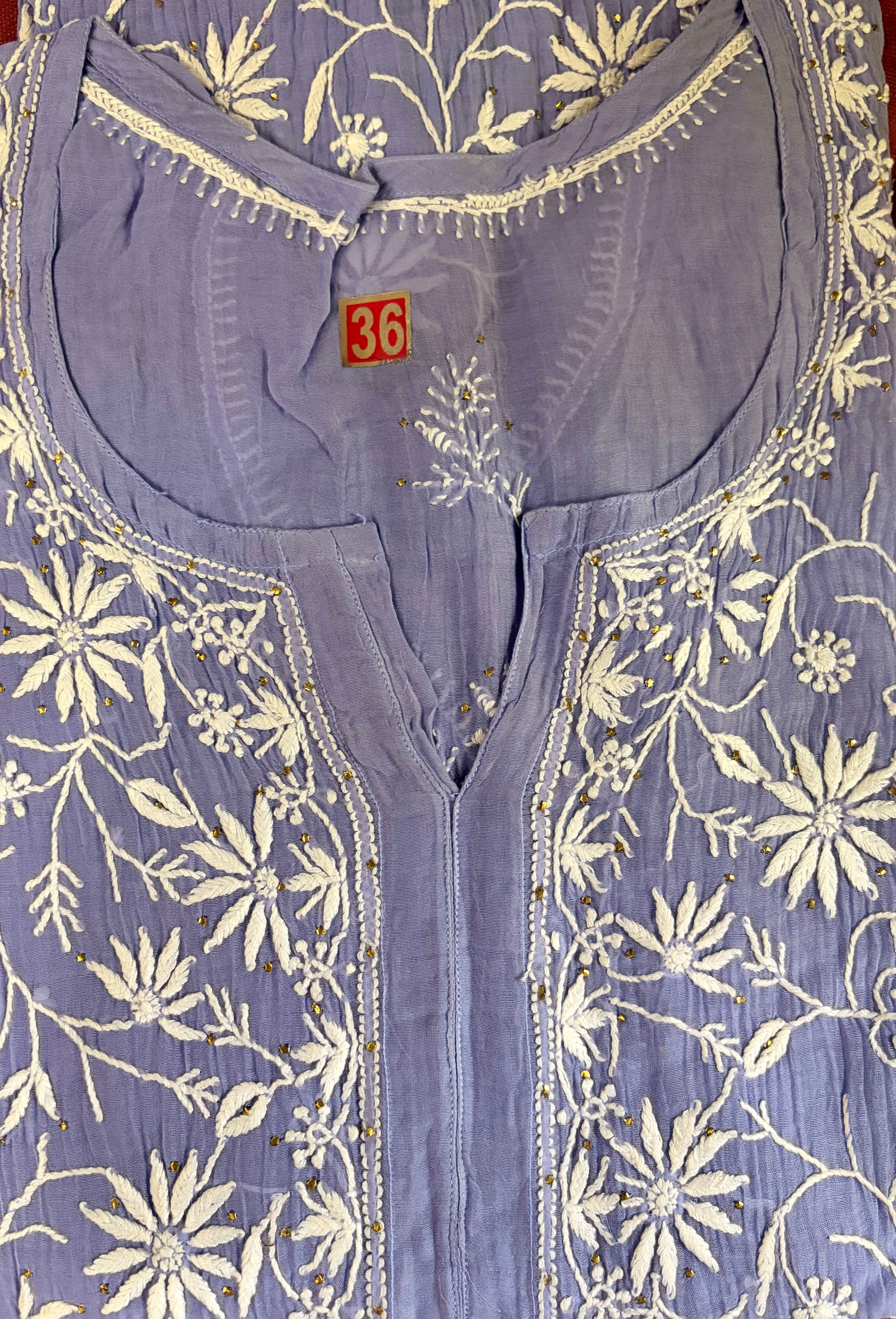 MUL CHANDERI CHIKANKARI KURTA