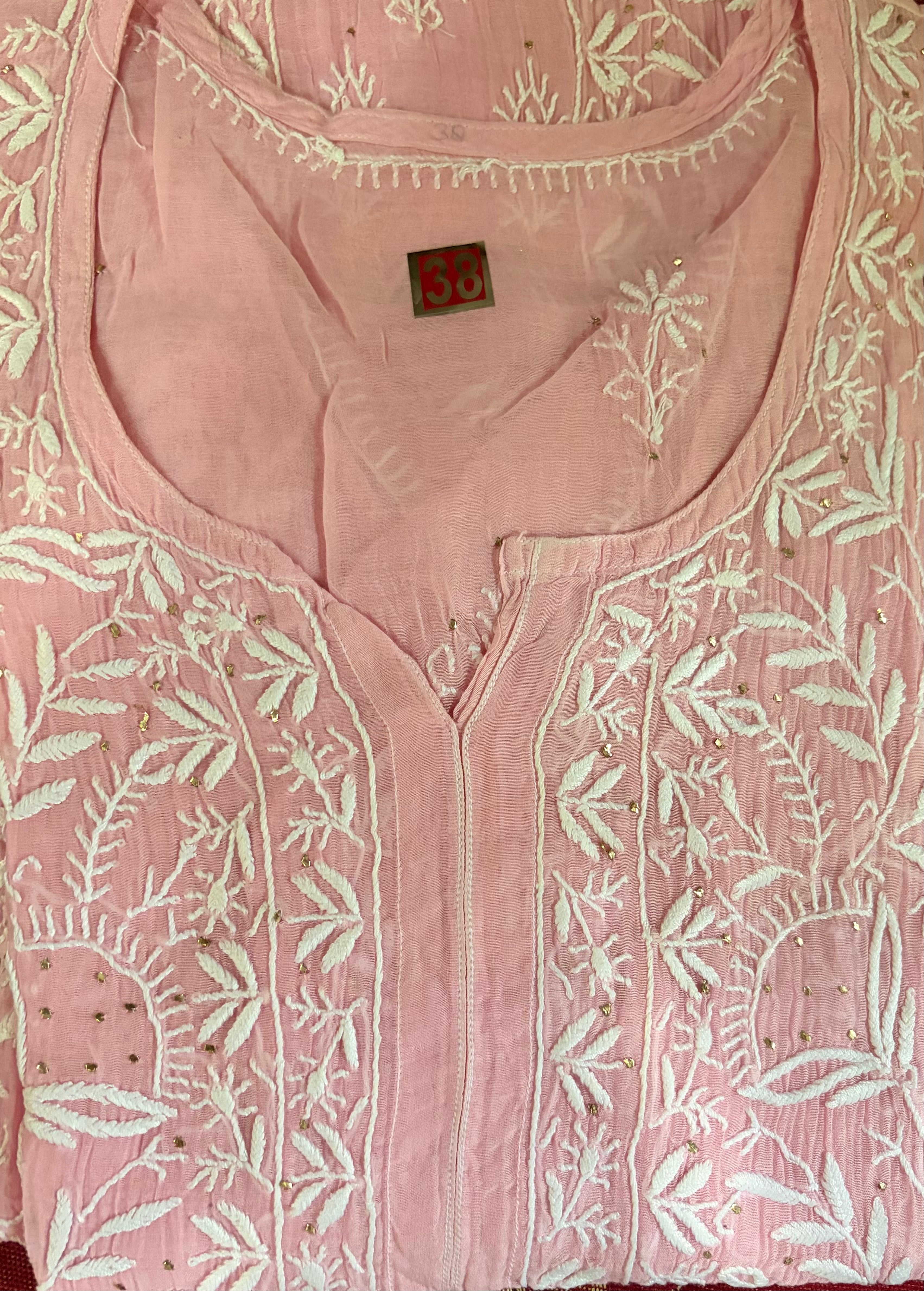 MUL CHANDERI CHIKANKARI KURTA