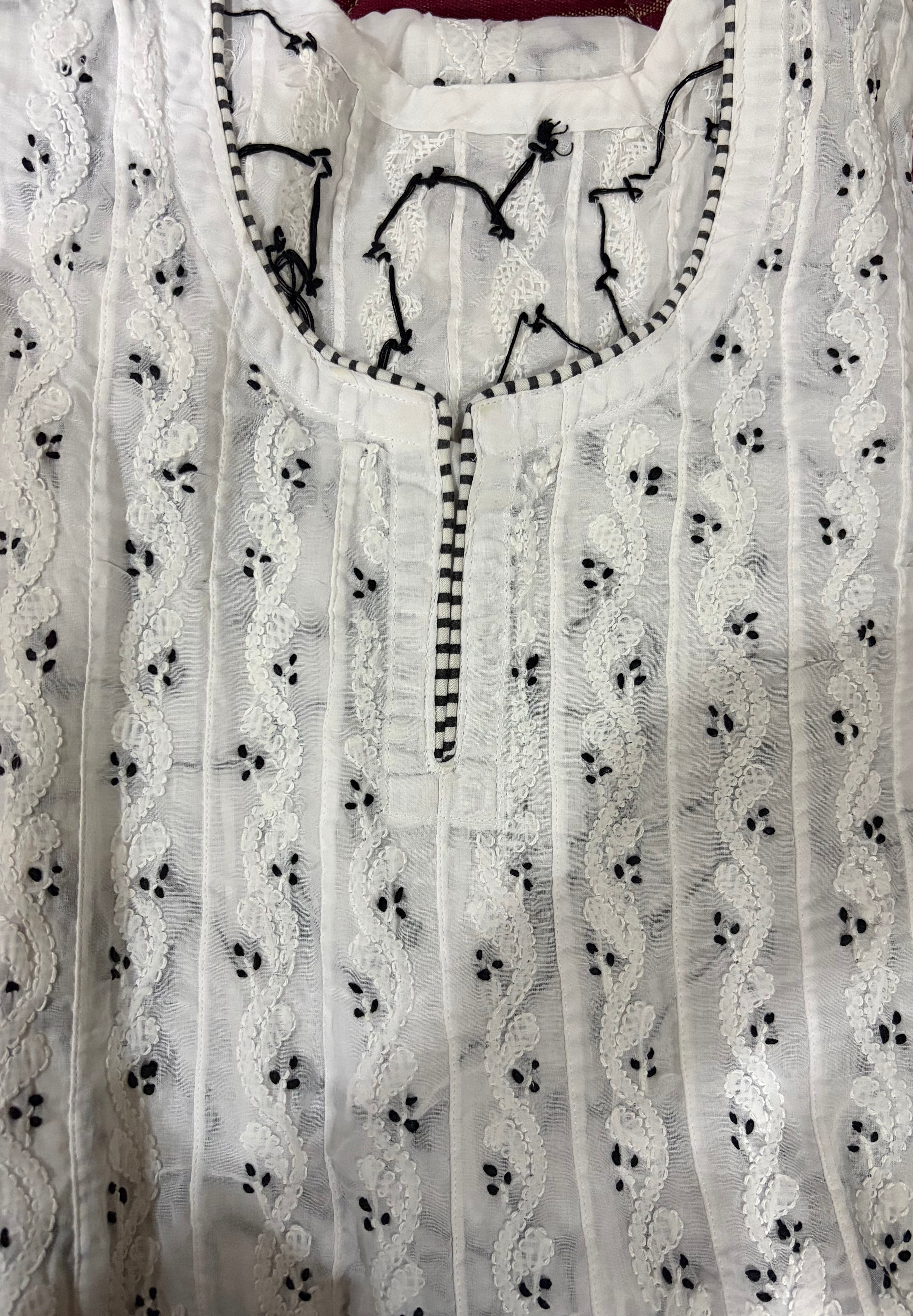 COTTON ANARKALI CHIKANKARI KURTA