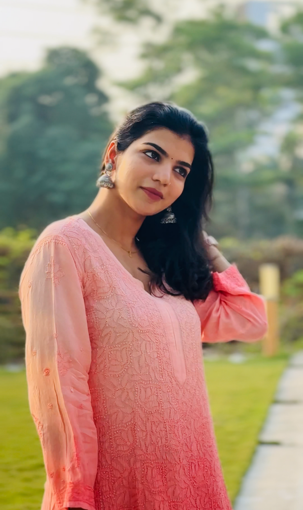 MUSLIN CHIKANKARI KURTA